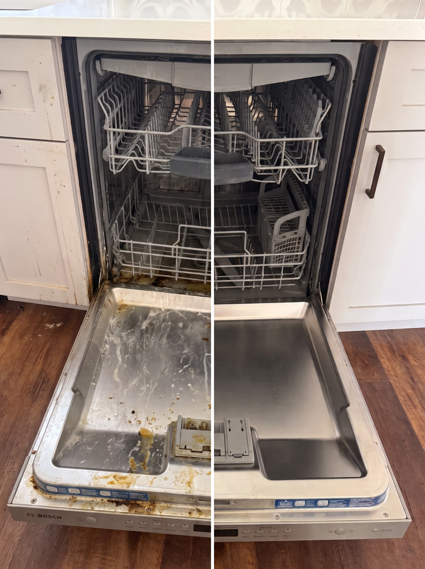 Before and after — Dishwasher interior