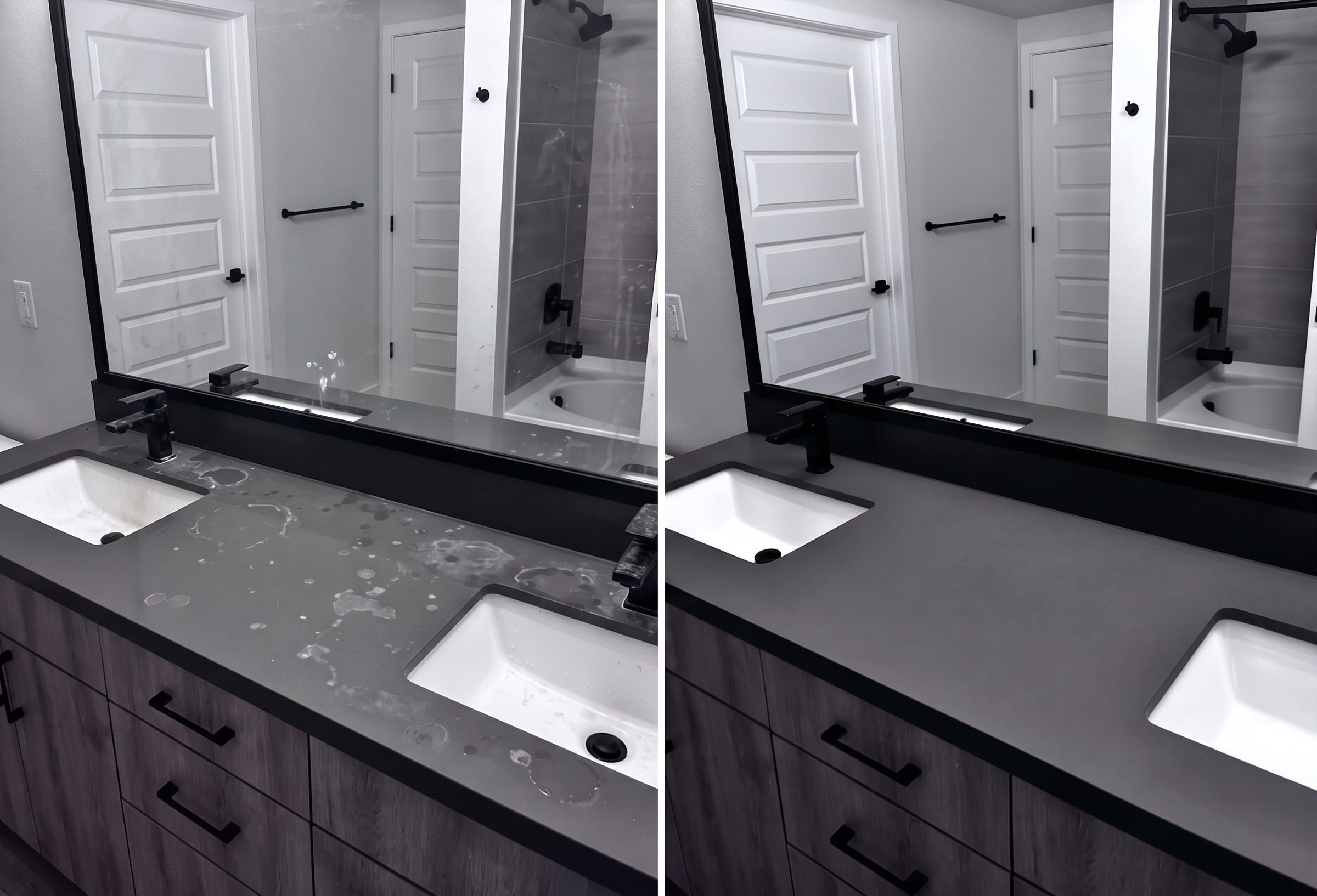 Before and after — Bathroom vanity & mirror